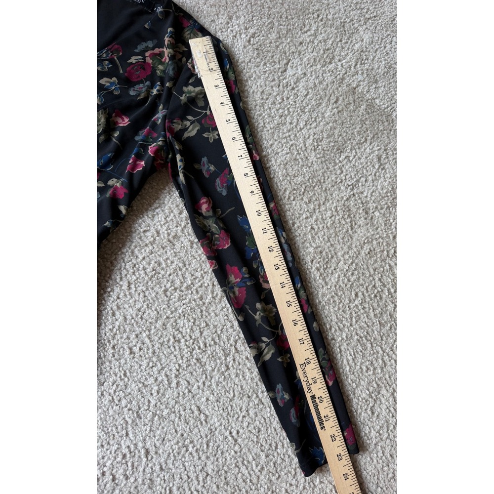 Lauren Ralph Lauren Dress Floral Twist Front Long Sleeve Black Pink Size 2 - Picture 7 of 10